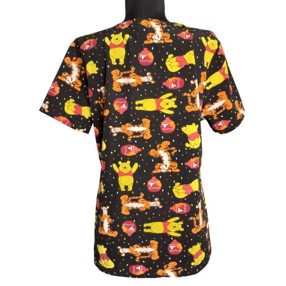Disney Size M Womens Scrubs Scrub Top Winnie The Pooh Tigger Hunny Pot - Picture 4 of 9